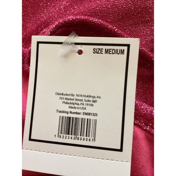 5069 NWT 5B Style Sparkly Disco Bodycon Mini Dress Spaghetti Straps Pink Large - Picture 6 of 7